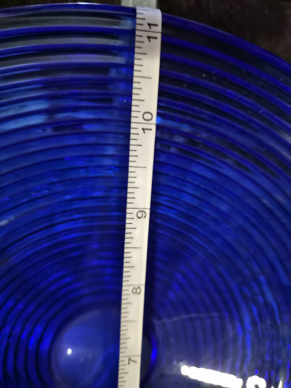 Vintage MCM Cobalt Blue Ribbed Glass Bowl • Mid Century Modern Decor #2 - Picture 6 of 6